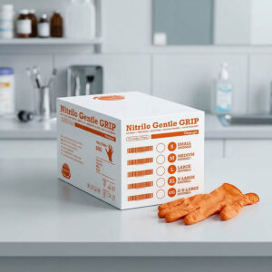 Guantes de nitrilo naranja diamantados con textura antideslizante