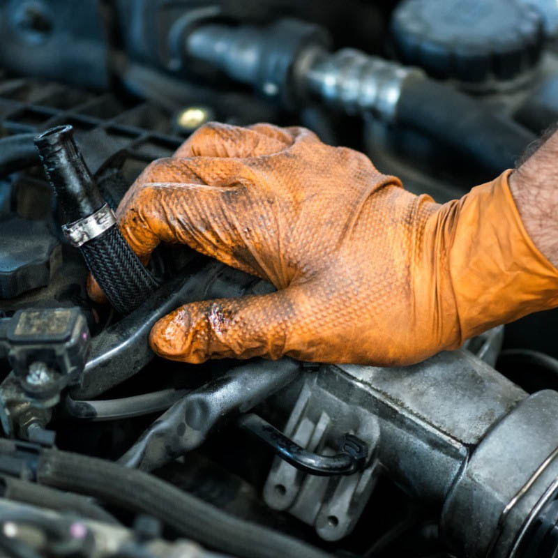 Guantes de nitrilo naranja diamantados con textura antideslizante